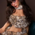 Upper-body portrait of Eileen with blue eyes, long brown hair, and soft fur trim around her neckline.