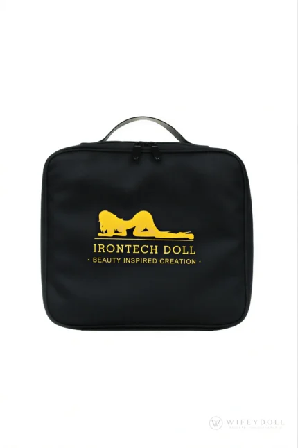 Black zippered storage case supplied with the silicone doll care kit.