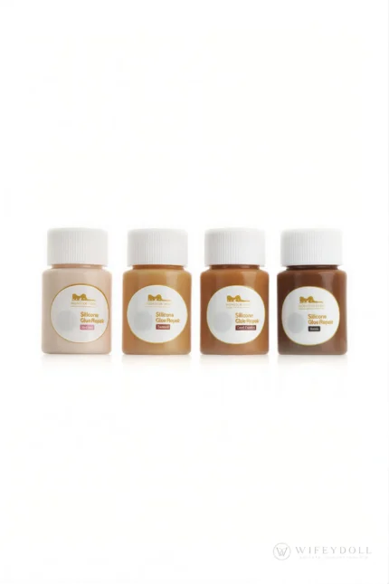 Set of four silicone repair adhesives in black, dark-tanned, natural, and tanned tones.