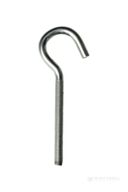 A close-up view of the M8 back hook, showing the metal hardware supplied for compatible silicone doll fittings.