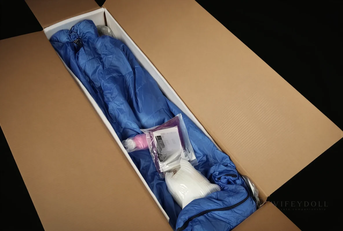 Open plain shipping box with protective wrapping inside.