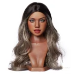 ROS MAX head model S30 in the dark tanned finish paired with hair style H165, shown as a wavy-hair portrait.